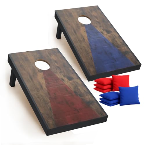 Offizielles Cornhole Spiel aus Holz – 90×60 cm – Premium Holzbretter – Komplettes Set mit 2 Boards + 8 Säckchen – Robustes Wurfspiel für draußen, Garten, Strand & Events – Original Corner