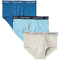3-Pack Calvin Klein Boy's Modern Cotton Brief Underwear ( Heather Grey/Dark Blue/Delphinium Blue)