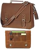 Leather Messenger Bag For Men RFID Satchel Briefcases Computer Bag 17
