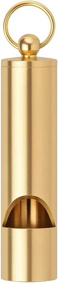 4-Inch Brass Whistle 140dB – Loud Safety Signal with Keychain for Camping & Self-Defense