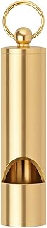 4-Inch Dual-Tone Brass Whistle 140db, Loud Emergency Safety Signal with Keychain, Pea-Less Train Sound & Survival Tool for Hiking Camping Outdoor Self Defense Bear Deterrent