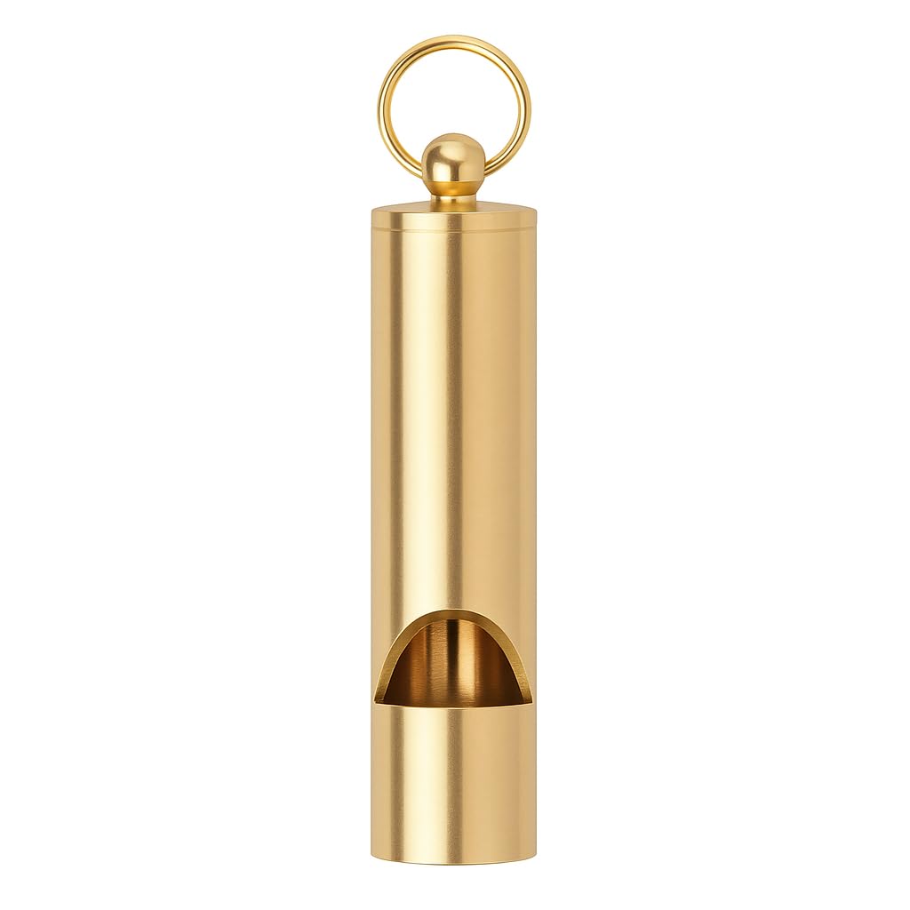 FUTURESTEPS 4-Inch Dual-Tone Brass Whistle 140db, Loud Emergency Safety Signal with Keychain, Pea-Less Train Sound & Survival Tool for Hiking Camping Outdoor Self Defense Bear Deterrent