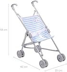 JC Toys | Berenguer Boutique | Parapluie unique Poupée bébé Poussette éléphant Thème bleu Ages 2 +