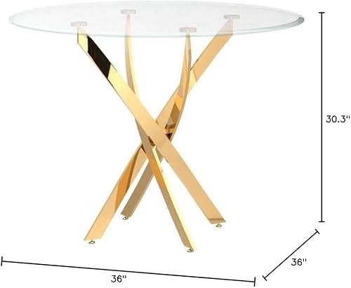 Miniatura 2 de Mesa de comedor redonda de 36 pulgadas para 4, mesas de cocina y comedor de cristal, moderna mesa de comedor circular con mesa de vidrio templado de