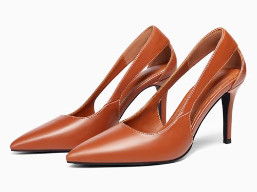Coutgo Womens Dressy Heels Shoes Closed Pointed Toe Cut Out Pumps Casual Work Shoes3