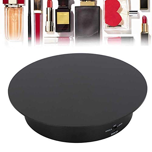 Qkissi Espositore Rotante motorizzato Nero, 5 kg di carico con Supporto a 360 Gradi Espositore Girevole per Giradischi per Orologi da Polso Videocamere