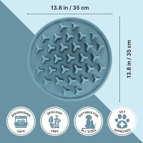 TRIXIE Slow Feeding Anti Schling Matte Pillars, TPE, Ø 35 cm, Blau - 25038