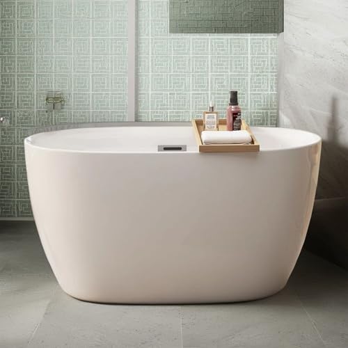 CAGUUIA 47" Acrylic Freestanding Bathtub, Oval Shape Free Standing Tub