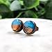 Two Toned with Faux Hammered Metal 10mm Stud Earrings, Handmade, Posts for Sensitive Ears Stud for Women Men Girls (Desert Turquoise and Rose Gold Faux Hammered Metal)
