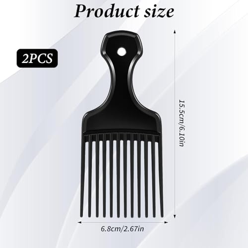 Peines para cabello rizado 2 piezas, negro miniatura 2