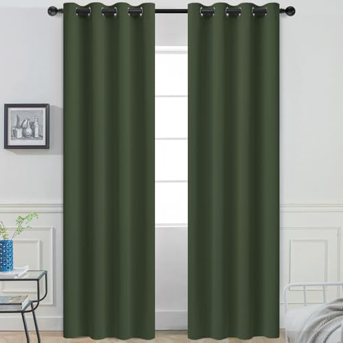 Yakamok Room Darkening Curtains 52x84 inch Length Greyish Green-Living Room