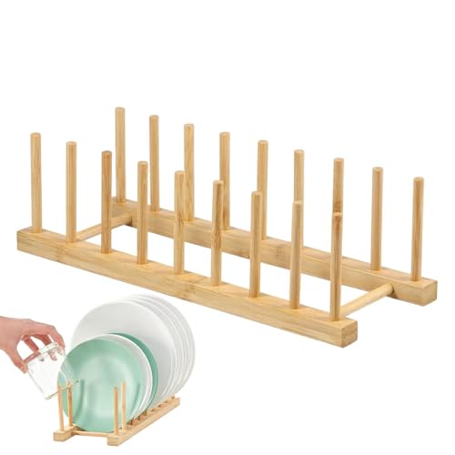 Uonguon Escurridor de platos de cocina, estante de almacenamiento de madera que ahorra espacio, estantes de secado de platos para encimera de cocina, para encimera, fregadero, apartamento, hogar