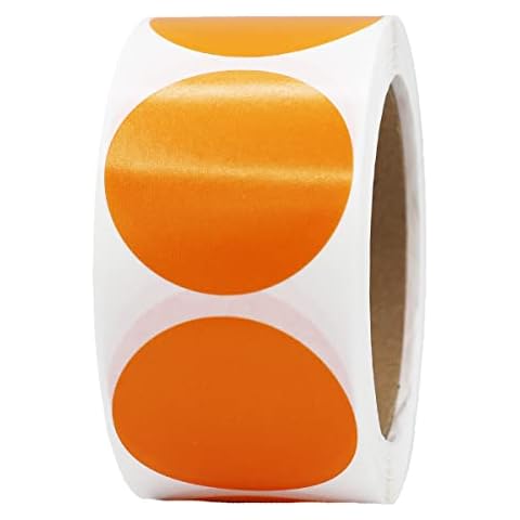 Orange Color Coding Dot Labels 50.8 mm 2 Inch Round 500 Count Cover