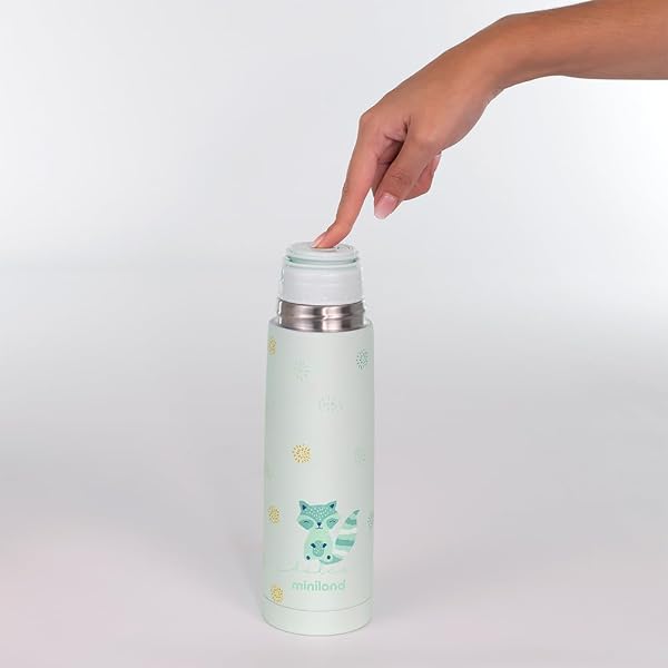 Miniland Termo Bebé para Líquidos 500 ml de Acero Inoxidable, Mantiene Temperatura más de 24h Frío y Calor, Cierre Hermético y Sistema Antigoteo | Mint - 2