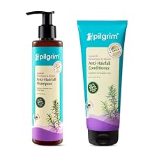 Pilgrim Spanish Rosemary & Biotin Anti-Hairfall Hair Care Set | Strengthening Shampoo 200ml & Conditioner 200ml | Reduces Hairfall, Boosts Density & Growth | For All Hair Type