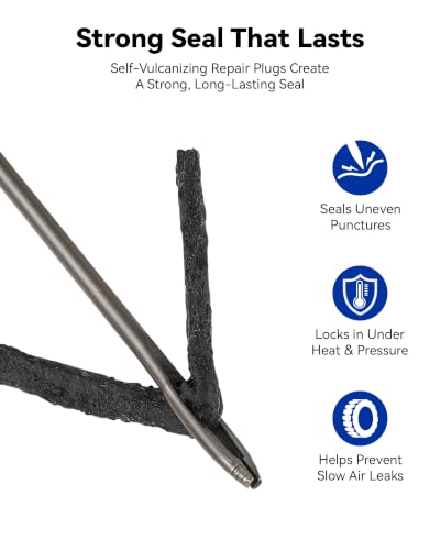 Image of OMT Tire Repair Kit, Tire Patch Plug Kit with T-Handle Tools & Repair Plugs