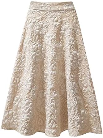 Womens Skirt Floral Embroidery A-Line Midi Skirt Vintage-Inspired Design, Feminine and Chic for Summer Events