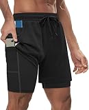 Milin Naco Men's 2 in 1 Workout Shorts with Liner 7 Inch Gym Shorts for Men Basketball Shorts Athlet