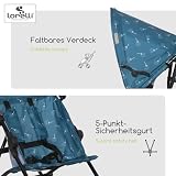 Lorelli Ultra Leichter Buggy Kinderwagen Vaya - nur 4,7kg - Kompakter Sportsitz bis 15kg, Sitzbuggy mit 5-Punkt-Gurt, faltbarem Verdeck und ergonomischen Griffen, klappbarer Reisekinderwagen, blau