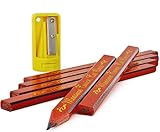 Ram Pro Flat Wood Carpenter Pencil & Sharpener Set Woodwork Pencil Sharpening Tool Narrow Shaver Cutter Comes in Blue, Yellow and Red Color (3 Per Pack)