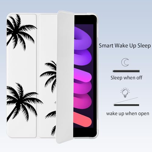 Housse iPad mini 7 A17 Pro 2024 palmier noir avec étui TPU souple blanc