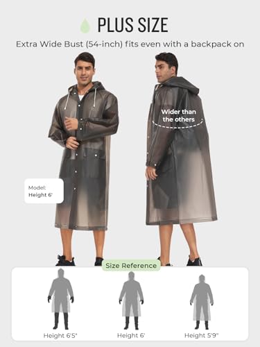 SaphiRose 1pack Reusable EVA Rain Ponchos for Adults-Extra Thick Heavy Duty Rain Jackets Unisex Raincoats with Hood4
