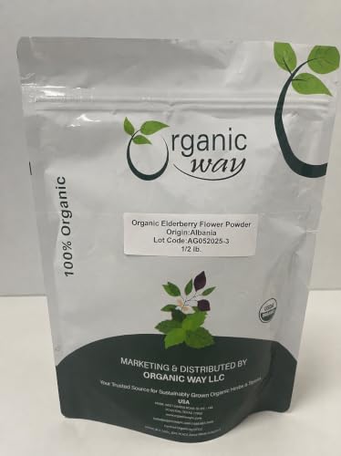 Organic Way Dried Elderberry Flowers - Herbal Tea - Origin - Albania (8 Oz)