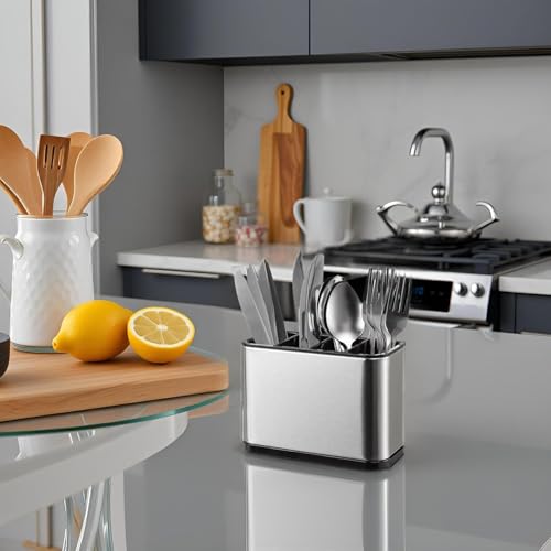 Image of Zapsol Spoon Stand for Kitchen Steel Cutlery Stand Spoon Organizer Cutlery Holder for Kitchen Countertop Forks Spatula Knives Holder Rustproof Durable Knife Stand