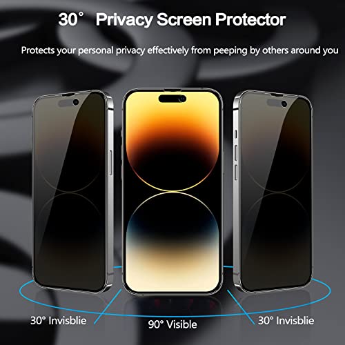Image of 2-Pack Privacy Screen Protector for iPhone 14 Pro Private Full Screen Protector Tempered Glass Accessories [6.1 Inch], 2 Pack 9H Shatterproof Privacy Screen Film