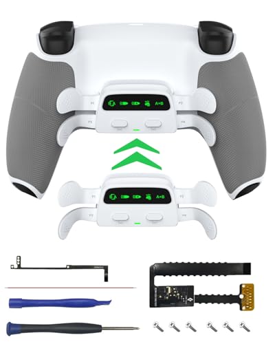 Accesorio de paletas PS5 blanco con cuatro botones traseros configurables para BDM-040