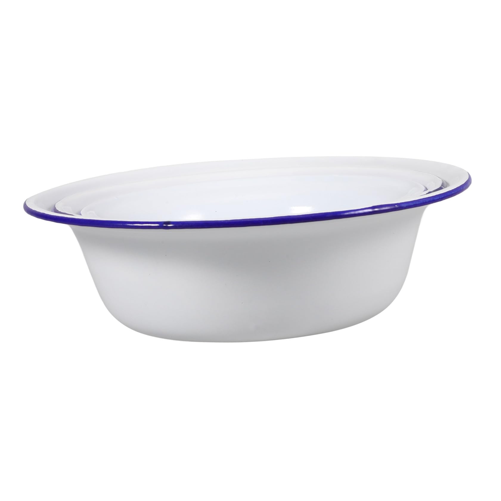 Set de 3 Cuencos Esmaltados Vintage para Cocina y Baño, Recipientes Multiusos para Sopa, Masa y Frutas, Bordes Prácticos y Acabado Duradero