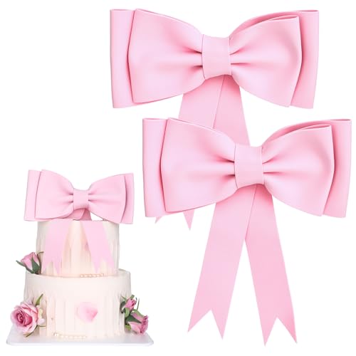2 decorazioni per torta con fiocco rosa per ragazze di compleanno oversize fiocco decorazione per torta in EVA fiocchi rosa decorazioni per feste adatte per feste di compleanno e matrimoni