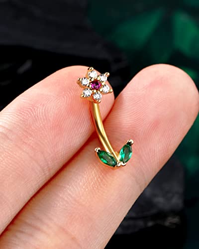 COCHARM Cute Flower Rook Earrings for Women Silver 16g Jewelry 16 Gauge Stainless Steel 8mm Piercing Dainty4