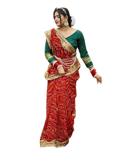 Sari en dentelle Georgette Bandhani imprimé Satrani pour mariages et fêtes indiennes