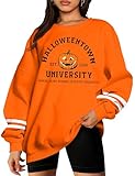 Magrank Pumpkin Sweatshirt for Women Halloween Town University Sweatshirt Funny Long Sleeve Pullover L