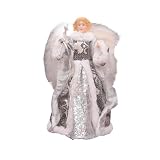 Topper de Árbol de Navidad, Figura de Ángel en la Copa del árbol de 7,08 Pulgadas, Adorno de Ángel for árbol de Navidad, Adorno de Ángel de Navidad Delicado y Elegante con alas de Plumas Blancas,Deco