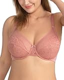 HSIA Minimizer Bras for Women Enchante Full Coverage Underwire Bras Plus Size Lifting Floral Lace Bra for Heavy Breast Light Coral