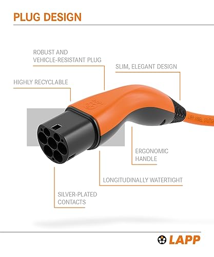 Lapp Mobility Kabel do ładowania typu 2 22 kW/gładki / 32 A / 3-fazowy/kabel do ładowania samochodu elektrycznego/tryb 3/5 m