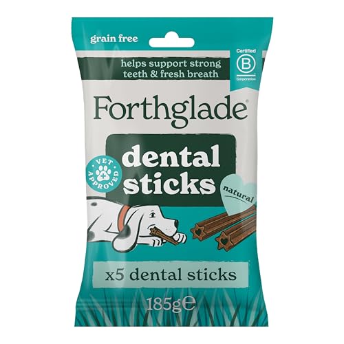 Forthglade Natural Dog Dental Sticks (10 x 185g Bags), 50 Sticks - Plant-Based & Grain Free Dog Treats, Dental Chews for Fresh Breath, Removes Plaque and Tartar, Resealable Bags