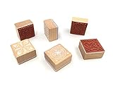 Floral Patterns Diary Stamp Set,Square Wooden Rubber Flower Signet Lace Stamp for DIY Scrapbooking Album Card Making(6pcs with Different Patterns)
