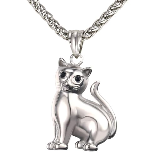 U7 Cat Pendant Necklace for Women Stainless Steel Cute Kitty Cat Jewelry Gift 07-Big Cat-Stainless