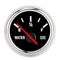 Wasserstandsanzeige, 2-Zoll-Zeiger Wasserflüssigkeitsstandsanzeige Hochgenaue Universal für Schiffs-LKW-Wohnmobile(Black Dial Silver Frame)