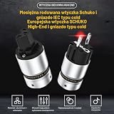 Tertullus 1 para HiFi wtyków Schuko rodowane + złącze IEC do kabli o maksymalnej średnicy zewnętrznej 18 mm (rodowane, P890)