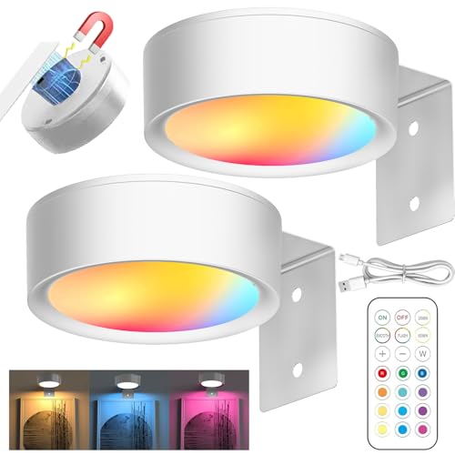 LUKIUP 2 Pezzi Ricaricabili Luce per Quadri Senza Fili con Telecomando, 2600mAh Faretti LED Ricaricabili Quadris Lampada, Luci per Quadri Applique Quadro Luci per Esposizione Pittura Vetrina （Bianco）