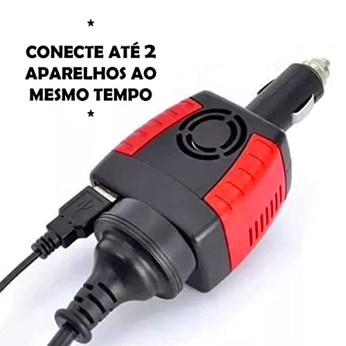 Inversor De Tensão Conversor Veicular 150W Com Entrada Para Tomada E Entrada USB De 12V Para 110V E