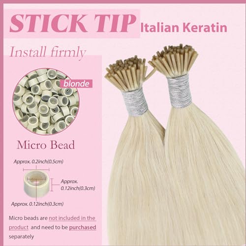 Image of YoungSee 50g 24 Inch I Tip Extensions Blonde Itip Human Hair Extensions Platinum Blonde 50 Strands Human Hair Itip Extension Itip Hair Extension Real Human Hairfor Long Straight Hair