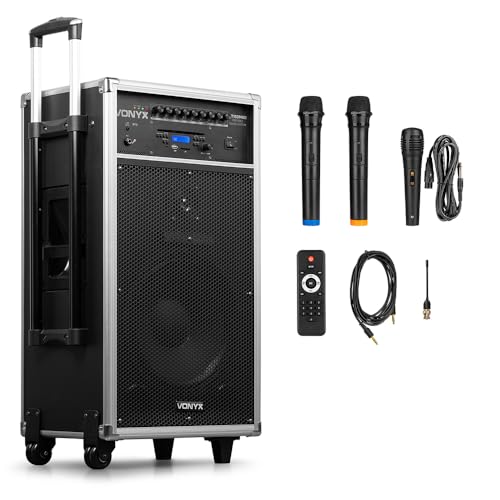 VONYX ST180 Portable PA System with CD, Bluetooth, Wireless Microphones - Battery Powered Speaker, Ideal for Events & Gatherings, Portable PA Systems, Battery Powered PA System, Portable PA Speaker