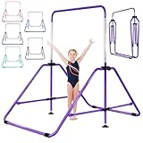 MARFULA Kip Bar Folding Gymnastic Bar with 5 FT Base Length 9 Height Levels Gymnastic Training Bar for Girls and Boys Between 3-9 Years Old at Home and Club Use