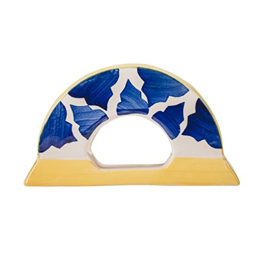 Image of HS HINDUSTANI SAUDAGAR Blue Umrao Ceramic Tissue Paper Holder Handmade Napkin Stand for Kitchen Dining Table Tissue Holders for Hotel Cafe & Restaurant Ideal for Home Office Desk Decor and Gifting.