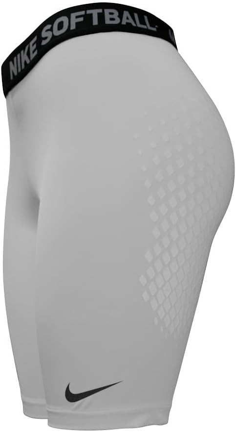 Nike DRI-FIT Softball Slider Short NO HNGR, Large Womens (White/White/Black)